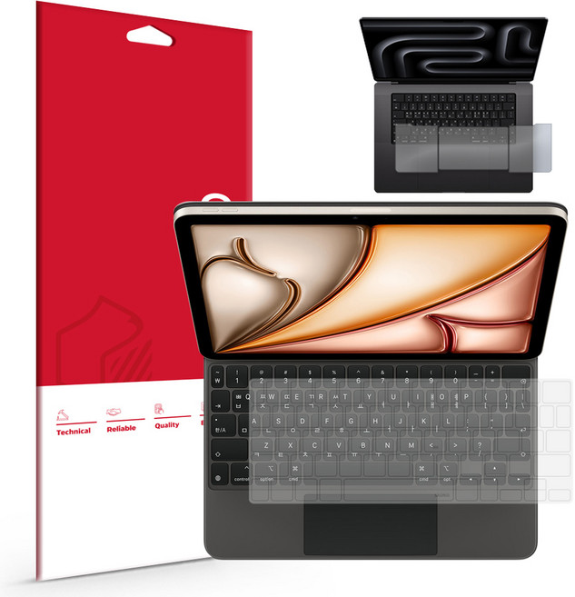 스코코 아이패드에어 13 M3 7세대 매직키보드 슬림 TPU 키스킨 한글판 터치패드 + 팜레스트 필름 세트