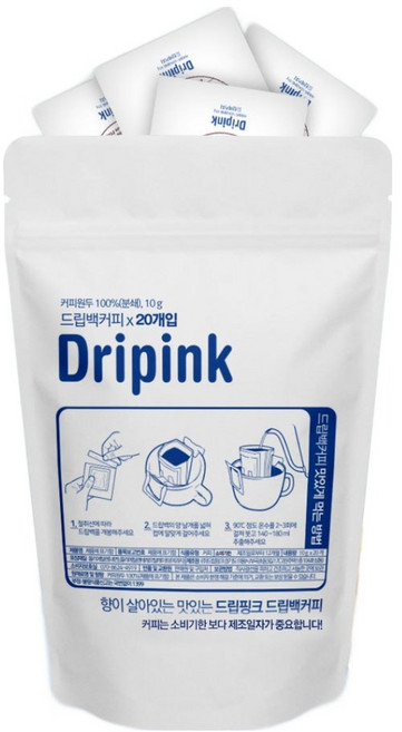 드립핑크 드립백 커피 예가체프 10p + 시다모 5p + 케냐 5p, 10g, 1세트