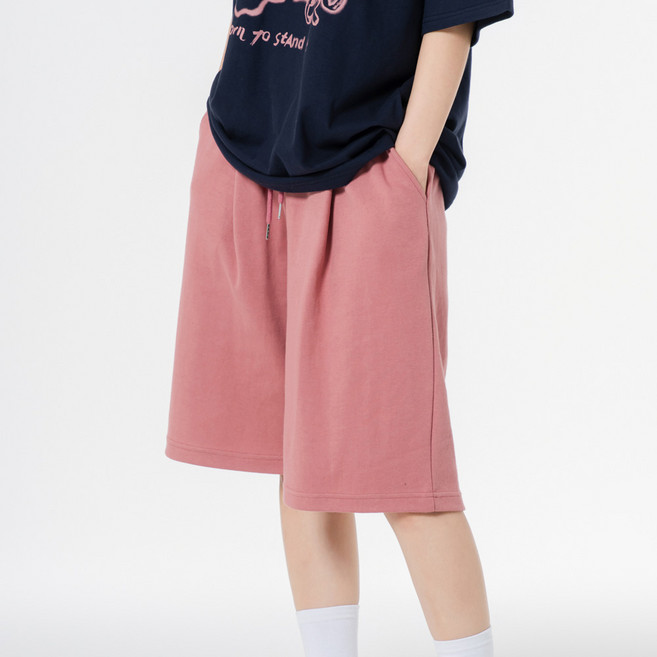 모즈모즈 더블코튼 와이드 원턱 트레이닝 반바지