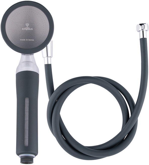 이온폴리스 프리미엄 컬러 샤워기 + 샤워호스 1.5m 세트, 블랙, 1개