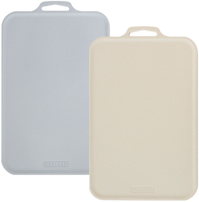 SCELLER 실리 쁘띠 국내제작 향균 칼집 잘 안 나는도마, 그레이, 크림아이보리, 1세트
