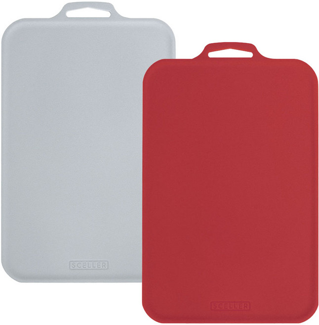 SCELLER 실리 쁘띠 국내제작 향균 칼집 잘 안 나는도마, 그레이, 크림슨레드, 1세트