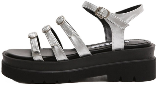 마크모크 여성용 트리플 청키 데일리 스트랩 샌들 6cm