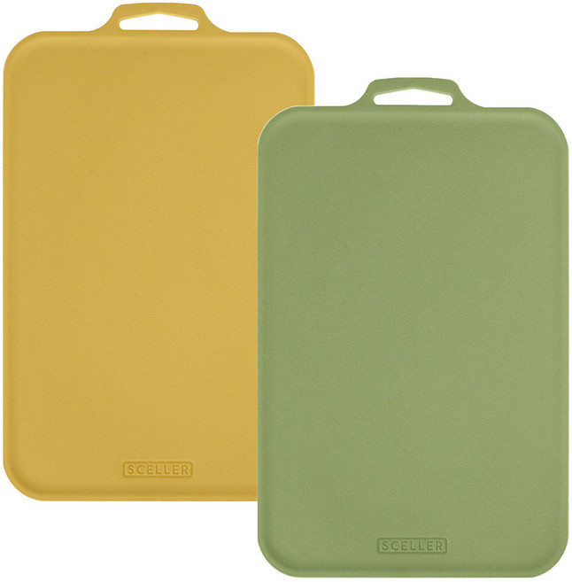 SCELLER 실리 쁘띠 국내제작 향균 칼집 잘 안 나는도마, 샌드머스터드, 올리브그린, 1개