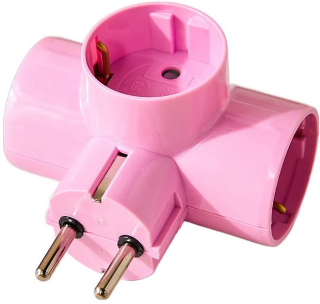 버터 T자형 일반 멀티탭 3구, 85mm, 핑크, 1개