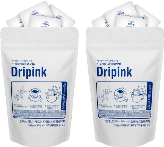 드립핑크 아시아 드립백커피 10g 인도네시아 10p + 파푸아뉴기니 10p 세트, 1세트