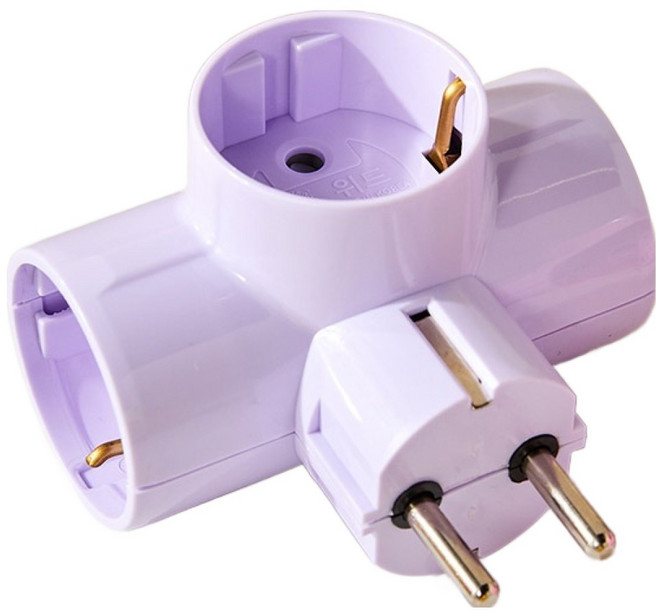 버터 T자형 일반 멀티탭 3구, 85mm, 라벤더, 1개