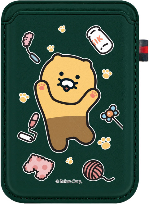 카카오프렌즈 춘식이 디자인 맥세이프 2배 자력 포인트라벨 카드지갑 포레스트그린, 춘식이까꿍, 1개
