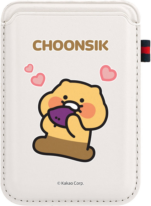 카카오프렌즈 춘식이 디자인 맥세이프 2배 자력 포인트라벨 카드지갑 스노우화이트, 춘식이고구마, 1개