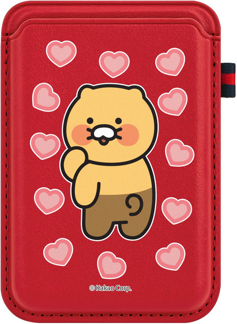카카오프렌즈 춘식이 디자인 맥세이프 2배 자력 포인트라벨 카드지갑 패션레드, 춘식이패턴하트, 1개