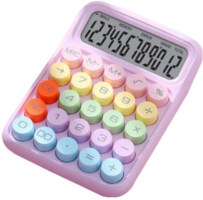 틱틱붐 레트로 파스텔 컬러 기계식 계산기, 레인보우 퍼플, 1개