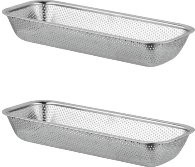 리온하임 스테인리스 식기세척기 물빠짐 스텐수저통 펀칭, 실버, 2개