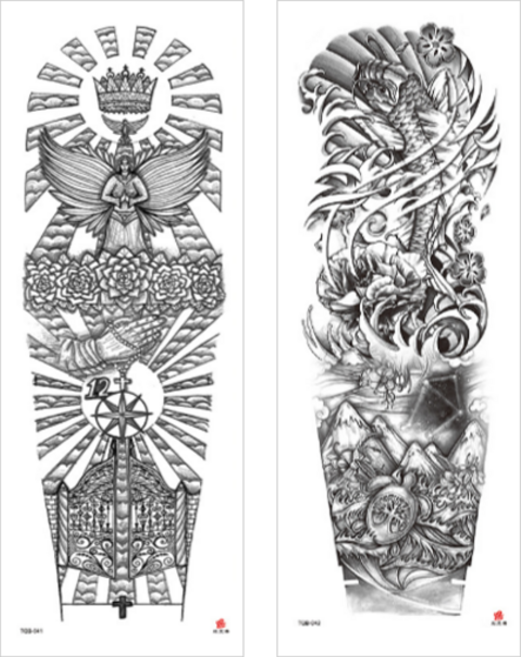 스타리움 인싸 감성 파티 휴가 긴팔 타투 스티커 2종 세트, 1세트, E