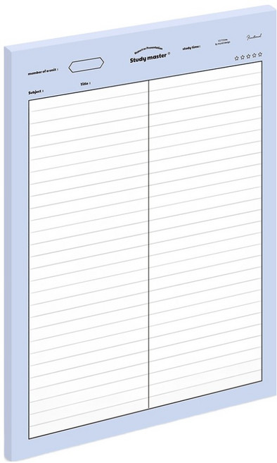 뮤니드 서브젝트 세로 2분할 라인 노트패드 B5, 블루, 1개, 50매