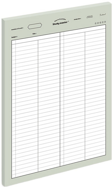 뮤니드 서브젝트 세로 심플단어 노트패드 B5, 카키, 1개, 50매