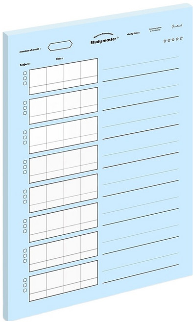 뮤니드 서브젝트 세로 사자성어 노트패드 B5, 스카이 블루, 1개, 50매