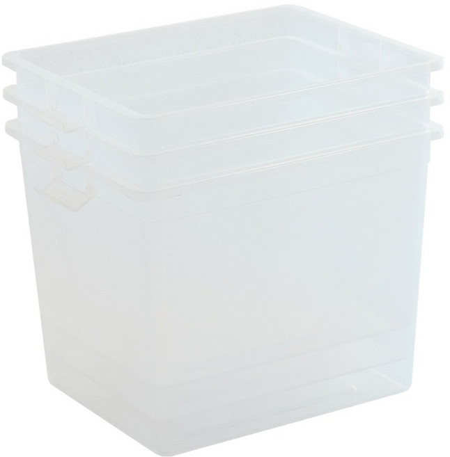 브리다 다용도 정리 수납 리빙박스 손잡이, 투명, 3개