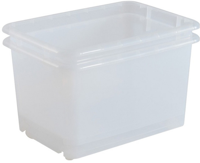 브리다 바퀴 달린 이동식 다용도 정리 수납 리빙박스, 투명, 2개