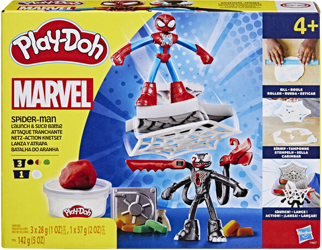 플레이도우 스파이더맨 배틀 클레이 세트, 혼합색상, 1세트