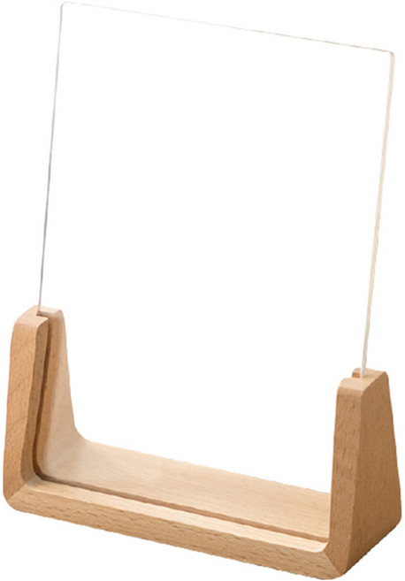 收納部屋 壓克力木製U型相框 豎款 原木色 相片展示架 居家裝飾擺件, 1個