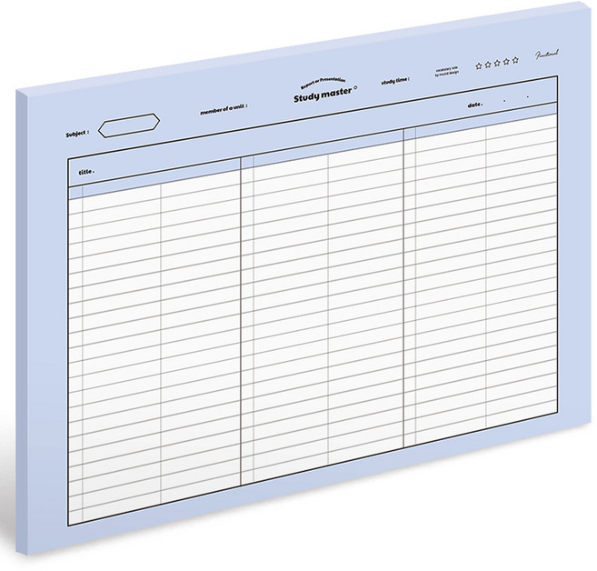 뮤니드 서브젝트 가로 노트패드 B5, 심플 단어, 1개, 50매