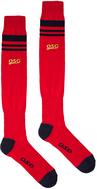 왓베이스볼 OSG OneSideGame Pro 스트라이프 야구 스타킹, 레드 + 네이비, 1개
