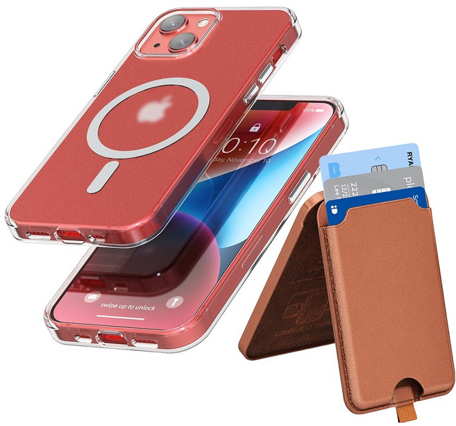 고부기 맥세이프 강화유리 지문방지 매트 휴대폰 케이스 + 카드지갑 세트