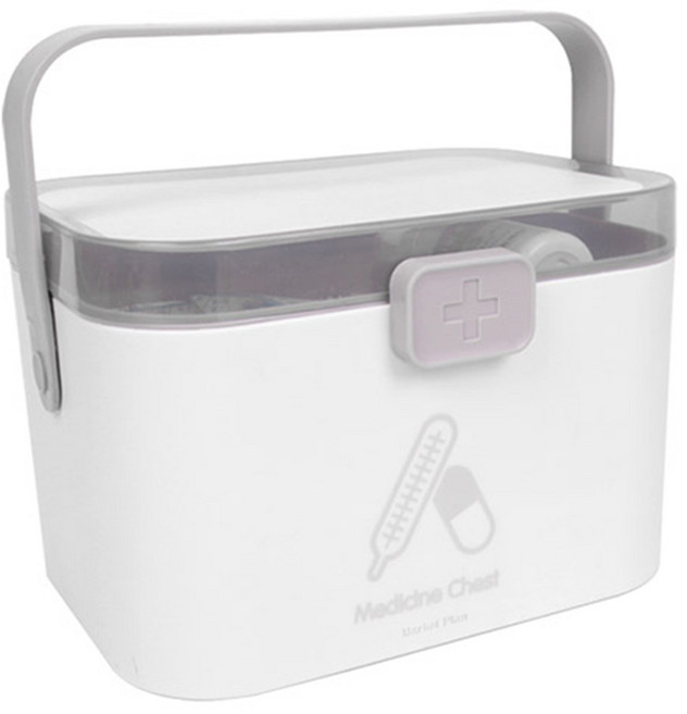 마켓플랜 플러스 다용도 수납 구급상자 2단 화이트, 1개
