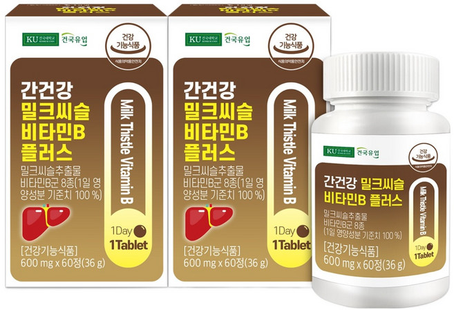 건국유업 간건강 밀크씨슬 비타민B 플러스 36g, 60정, 2개