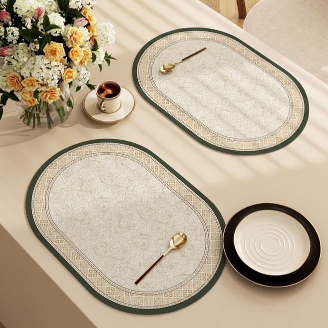 지피코 실리콘 고급스러운 테이블 매트, 북유럽풍, 40 x 30 cm, 2개