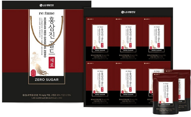 리튠 LG생활건강 홍삼진 골드 제로 음료, 24개, 50ml