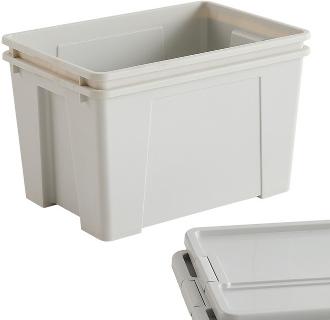 브리다 적층형 다용도 정리 수납 리빙박스 80L, 쿨그레이, 2개