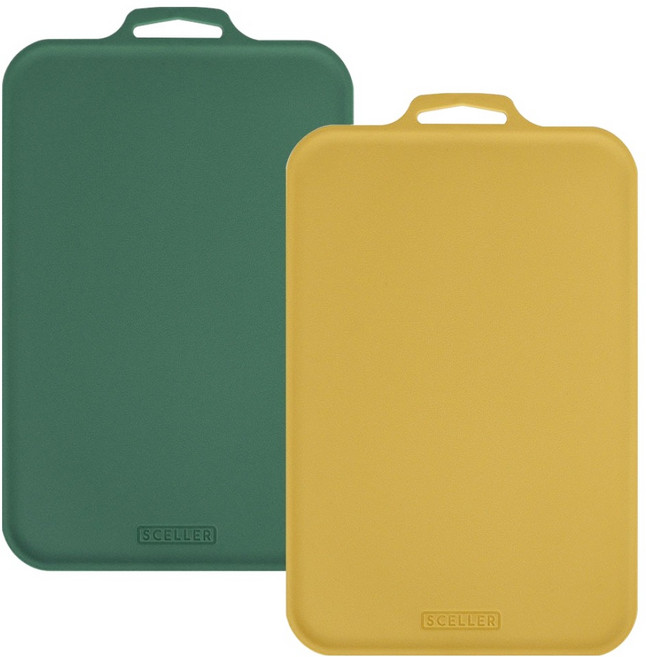 SCELLER 실리 쁘띠 국내제작 향균 칼집 잘 안 나는도마, 캐슬턴그린, 샌드머스터드, 1세트