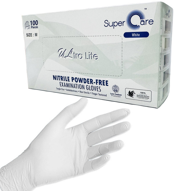 슈퍼케어 니트릴 장갑 100p, 화이트, 중(M), 1개