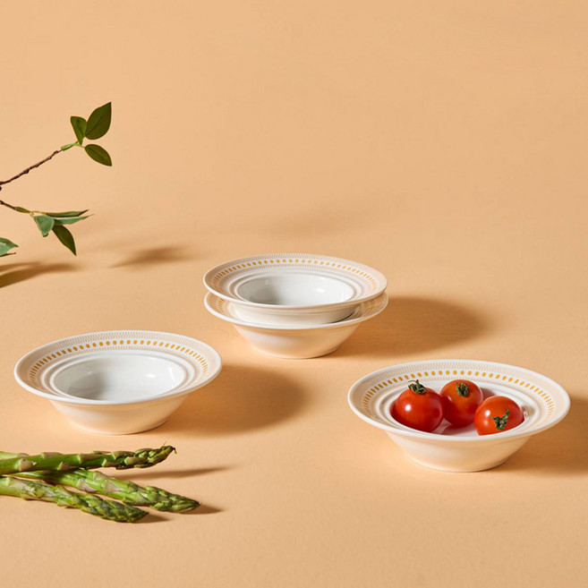 코렐코디네이츠 로즈몬트 찬기 126 x 30 mm, 아이보리 + 오렌지, 4개