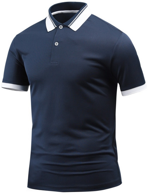 다꾸앙 남성용 골지배색 스판 반팔 카라 티셔츠 H03K9_tp5605