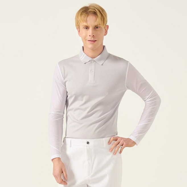 다꾸앙 남성용 스판 팔토시 긴팔 카라 티셔츠 H03K9_tp5609