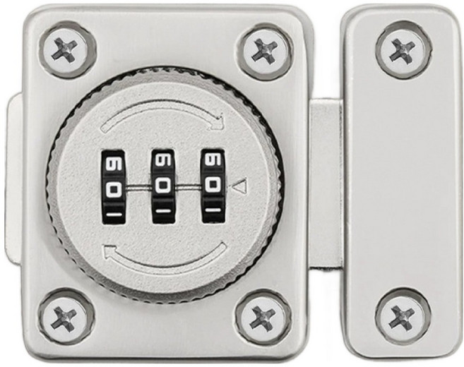 도매토피아 비밀번호 여닫이문 잠금장치, 실버, 1개