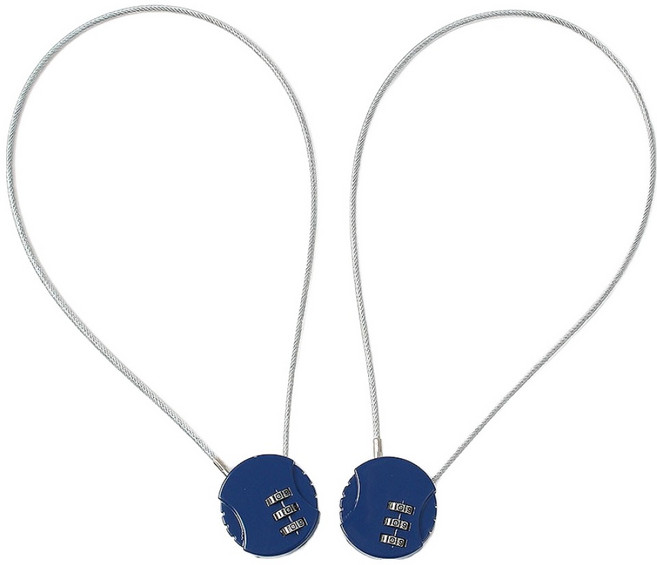 도매토피아 베이직 3자리 와이어 자물쇠 2p 세트 블루, 1세트