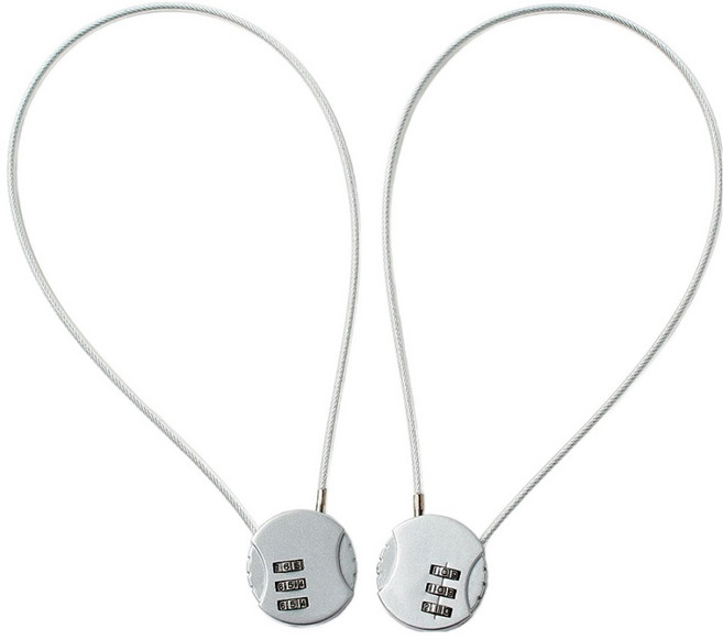 베이직 3자리 와이어 자물쇠, 실버, 2개