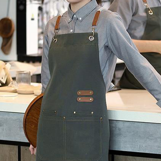 復古風時尚帆布圍裙, 軍綠色, 1件