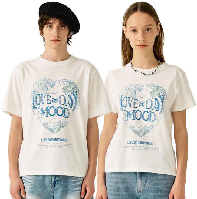 세터 남녀공용 러브 데이 무드 오션 그래픽 반팔 티셔츠