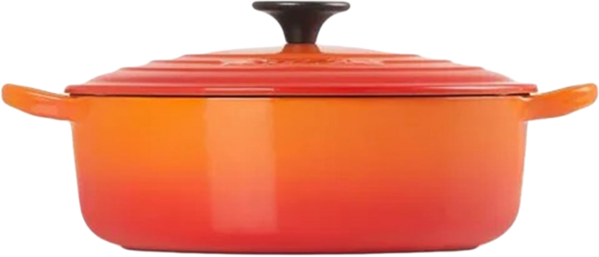 LE CREUSET 電磁爐適用 圓形鑄鐵燉鍋 含鍋蓋 3.1L, 火焰橘, 1個, 24cm