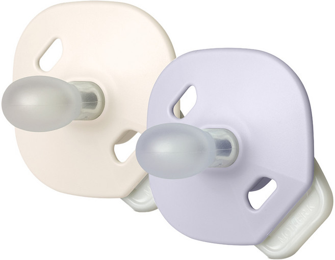 마더케이 유아용 실리콘 폴딩 쪽쪽이 2종 + 케이스 2p 세트, 2단계(6개월 이후), 크림 야광 + 블루베리 야광, 1세트