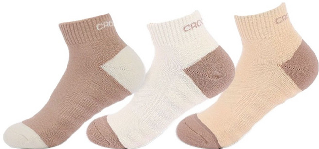 크로커다일 여성용 쿠션 단목 양말 3족 세트 CD374