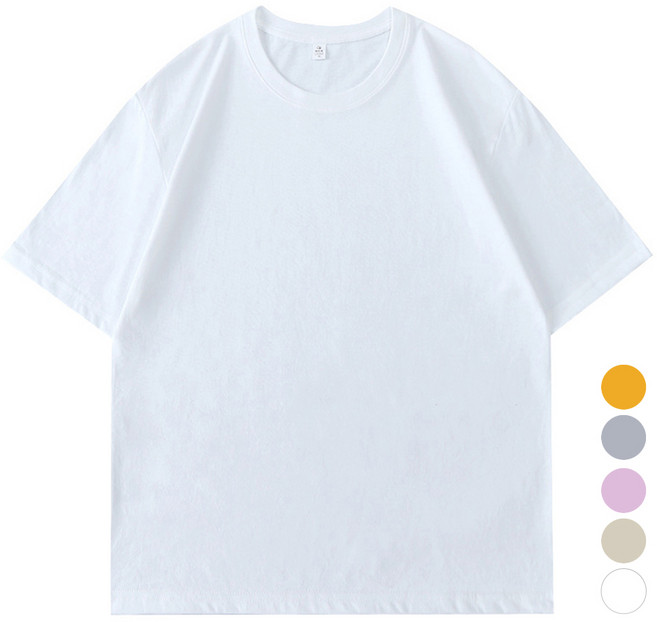 엘쏘 남녀공용 만능 탄탄한 라운드 기본 무지 면 통기성 반팔 티셔츠