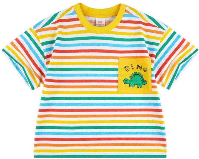 MARI N MORI 男童款彩虹口袋恐龍T恤