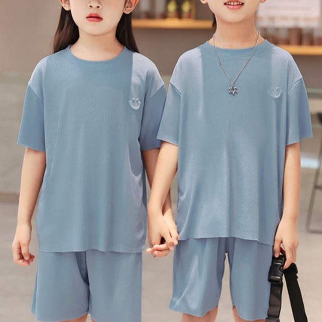 우주아이 아동용 헤이주니 고학년 커팅크루 쿨 반팔 학생 상하의 실내복 세트