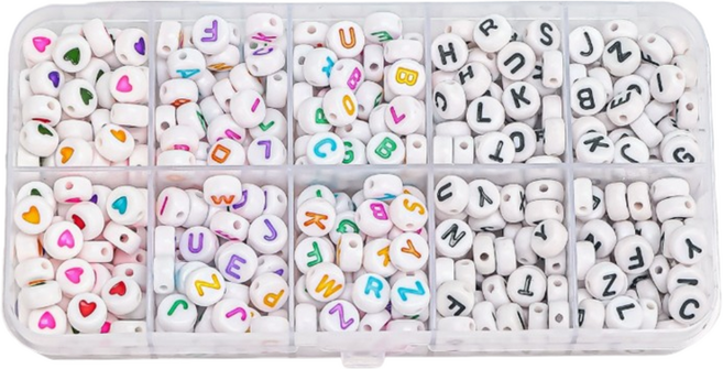 컬러큐브 나만의 알파벳 이니셜키링 재료 구슬/비즈 DIY키트 10종 500p 세트 A타입, 혼합색상, 1세트