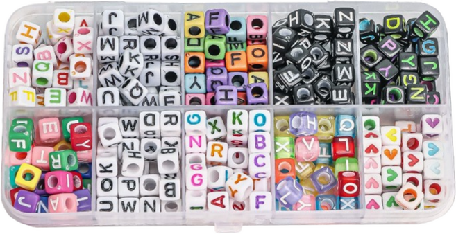 컬러큐브 나만의 알파벳 이니셜키링 재료 구슬/비즈 DIY키트 10종 300p 세트 C타입, 혼합색상, 1세트